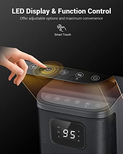 Space Heater, 1500W Ceramic Tower Heaters Indoor Portable with Remote, Electric Internal Oscillating Fast Heating Heater with Adjustable Thermostat, ECO Mode and Timer, Quiet and Safe for Indoor Use - Thumbnail 5