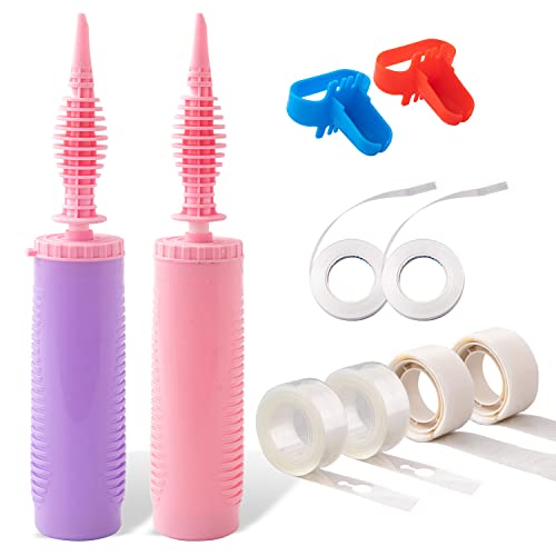 Balloon Pump Hand Held Balloon Arch Kit for Garland, Balloon Pump Set Includes 2 Inflator Air Pump for Balloons, 200 Dot Glue,2 Balloon Arch Strip,2 Balloon Tying Tool and 2 Balloon Ribbons,10 pack