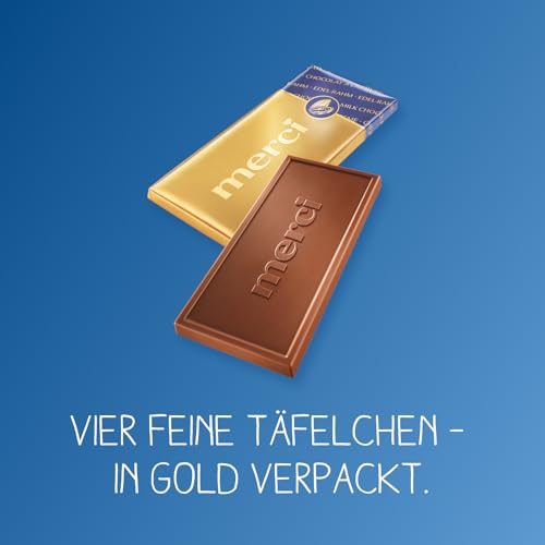 merci Tafelschokolade Edel-Rahm – 1 x 100 g – Feinste Täfelchen aus zartschmelzender Edel-Sahneschokolade – Schokolade in Goldpapier verpackt