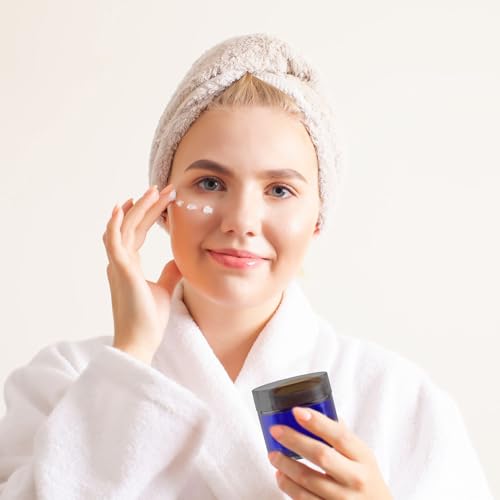 Cornucopia Brands Combination 12 Pack of Cobalt Blue 1oz & 2oz Glass Cosmetic Jars, Lids Included; Refillable Containers for Creams, Lotions4