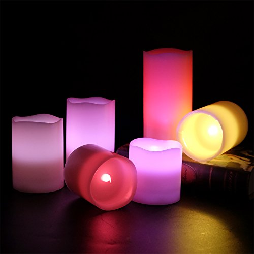 Dromance Flameless Candles Flickering Battery Operated With Remote Timer, Set Of 6 Color Changing Led Pillar Candles Real Wax Wedding Dinner Christmas Home Decor(3" X 3", 4", 5", 6") #TOP7