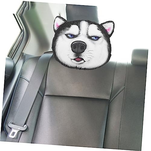 ULTECHNOVO Auto Nackenkissen für Kopfstütze Kleines Kissen mit Hundekopf Design Autositzkissen aus Polyester und Baumwolle für Fahrkomfort