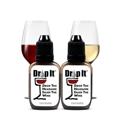 Drop It Drop The Headache Enjoy The Wine Drop It - Paquete de 2 gotas de vino - Reduce naturalmente los sulfitos y taninos - Puede quitar sensibilidades, alergias e histaminas,...