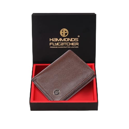 HAMMONDS FLYCATCHER RFID Protected Tri-Fold Wallet for Men Leather Original, Mens Wallet, Leather Wallets for Men, Classic Purse with 5 Card Slots, 2 ID Slots, Gift for Mens, Brushwood, 9cm x 11cm x