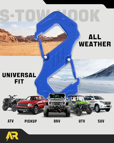 Image of 3 /8 inch S Tow Hook, G80 Steel Quick Winch Shackle 33,000Lbs Break Strength, Heavy Duty Off-Road Recovery Connect Hook for SUV, Truck, Trailer & Towing Applications, Blue