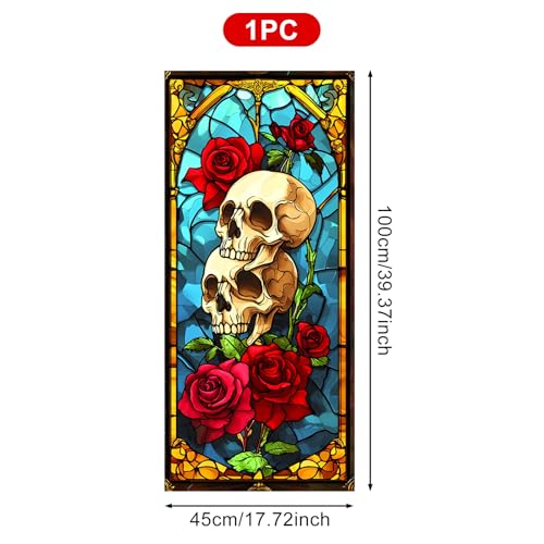 Vinilo decorativo ventana diseño calavera roja 17.7 x 39.3 pulg miniatura 3