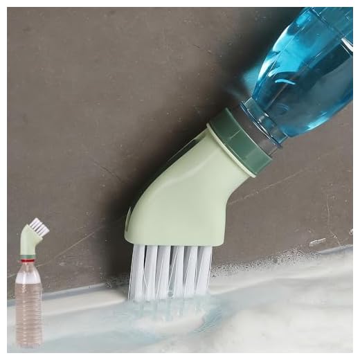 Multi Purpose Cleaning Brush Bottle Connect Design Wet Dry Use for Window Tracks, Tile Grout and Narrow Gaps, Green