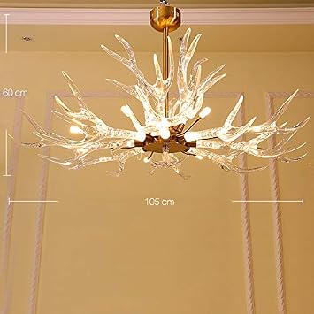 Modern Chandelier, Modern LED Chandelier, Deer Antler Chandelier, Transparent Acrylic, Retro Lighting, Stag Horn Lamps, Home Lighting, No