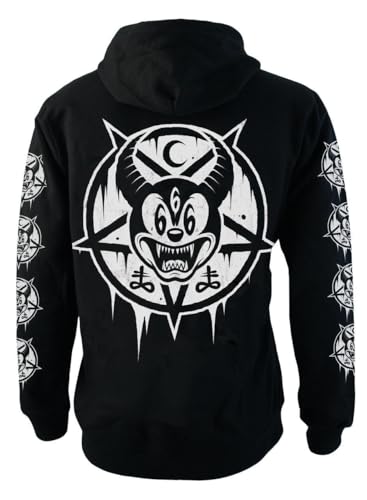 Wild Star Hearts Occult Grunge Fashion - Mickey 666 - Gothic Occult Halloween Softstyle Cotton Fleece Hoodie