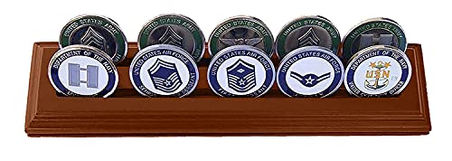 DECOMIL Challenge Coin Holder, Military Coin Display Case Solid Walnut - Medium - 2 Row