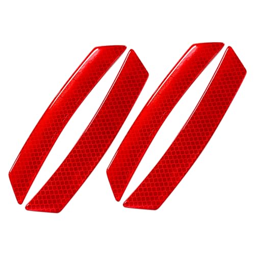 Image of 4PCS Car Reflective Trim Side Marker Stickers, Side Reflectors for Car, Anti-Collision Automatic Bumper Fender Stickers, Auto Exterior Accessories Reflector Guard Fit Cars (Red, 4PCS)