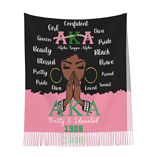 Pink And Green Aka Scarf Sorority Gifts For Women Girls Fashion Large Scarfs For Summer Fall Winter Shawls Wraps With Tassel, One Size #TOP6