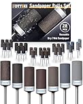 FOTYBEI 28Pcs Sanding Drums Sandpaper Sticks Set for Dremel Rotary Tool Accessories, 180/240/320/600/1000/1500/2000 Grits Sanding Bits Kit with 1/8" Shank for Wood Metal Jade Polishing Grinding