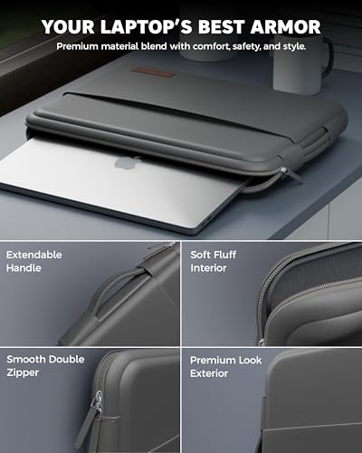 Image of FEDUS ORO Premium Vegan Leather Laptop Sleeve Bag Case 13.3 inch, Shockproof Office Laptop Cover Pouch Carrying Bag with Accessory Pocket & Handle for MacBook, HP, Dell, Lenovo, Asus for Men & Women