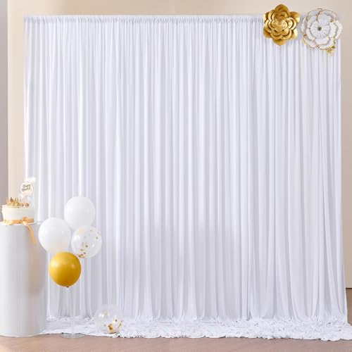 2 Pieces 1.5 x 2.45 cm White Background Curtains for Wedding Party 100% Polyester Wrinkle Free White Background Curtains for Birthday Christening Baby Shower Bridal Shower Photo Wall