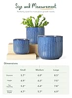 LE TAUCI Blumentopf Keramik, 21+17+14 cm, 3er Set,Reaktive Glasur Ozeanblau – Ansicht 5