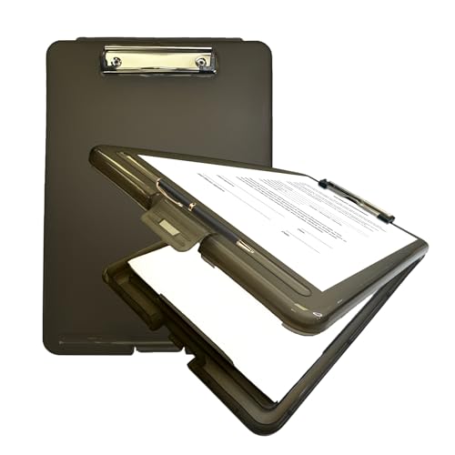 Pack of 2 A4 Black Clipboard Box Files - Storage Filing Case