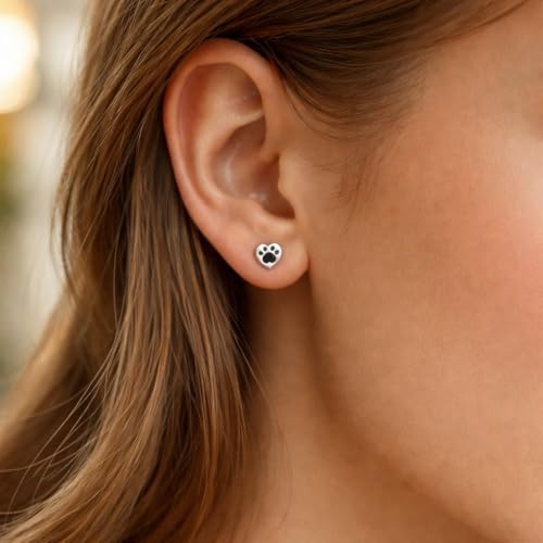 Image of 925 Sterling Silver Paw Print Stud Earrings (Choose Your Style) (Nickel Free)