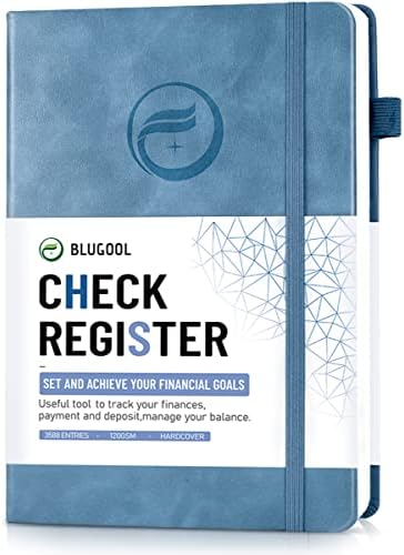 Check Registers for Personal Checkbook, Blugool Checkbook Register with Check & Transaction Registers, Accounting Ledger Log Book for Personal and Work, 5.8‘’ x 8.3'' (Blue)