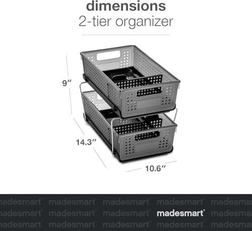 madesmart Two-Tier Under Cabinet Organizer, Sliding Drawer Storage for Cleaning Supplies & Bottles, Carbon by madesmart - Image 4