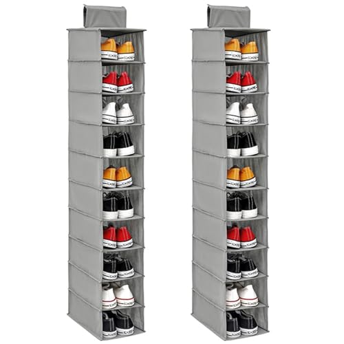 2PCS Hanging Shoe Racks 10-Shelf Hanging Shoe Storage Organiser f...