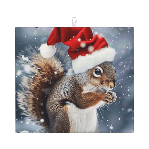 Christmas Squirrel Printed Tappetino Scolastoviglie Tappetini Microfibra Tappetino Asciuga Piatti Per Cucine Stoviglie Bicchieri 46X61Cm