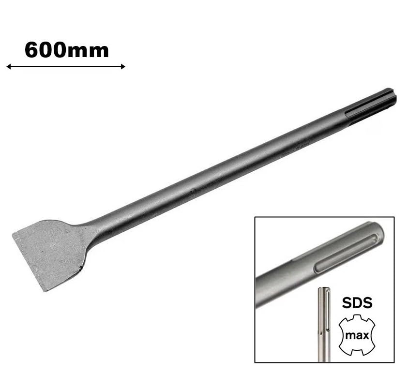 SCALPELLO CON ATTACCO SDS MAX LUNGHEZZA 600 mm E PUNTA PIATTA A PALETTA 50 mm IN ACCIAIO FORGIATO