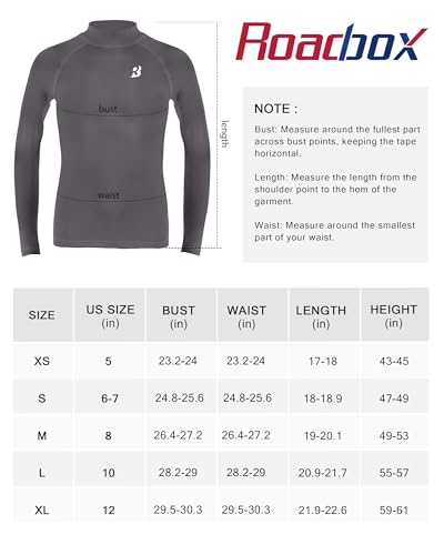 Roadbox Camisetas de compressão térmica para meninos - Camiseta juvenil atlética de manga comprida g