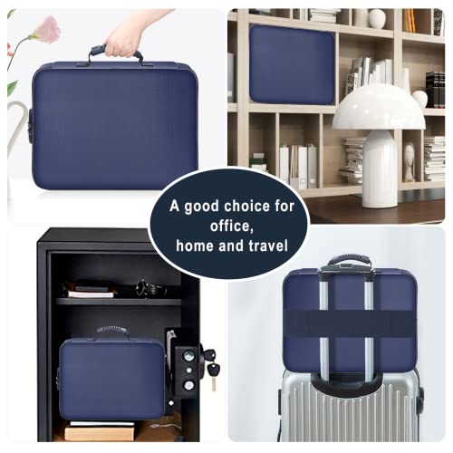 Docsafe File Organizer Bag With Lock, Fireproof Document Organizer Bag With Water-Resistant Zipper,3-Layer Portable Travel Home Office Filing Storage Safe Bag For Laptop,Files,Cash,Certificates,Blue #TOP4