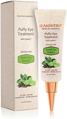 Puffy Eyes Treatment Instant results – Naturally Eliminate Wrinkles, Puffiness, Dark Circle and Bags in Minutes – Hydrating Eye Cream w/ Green Tea Extract, Dead Sea Minerals by SEAMANTIKA – .8 oz
