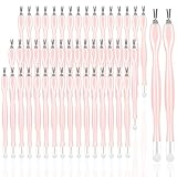 heemeei 50Pcs Nail Cuticle Trimmer Rubber Nail Cleaner, Plastic Handle Cuticle Knife, Double End Nail Dead Skin Fork Cuticle Pusher Bulk Nail Art Cuticle Remover Tools for Girls Women and Men-Peach……