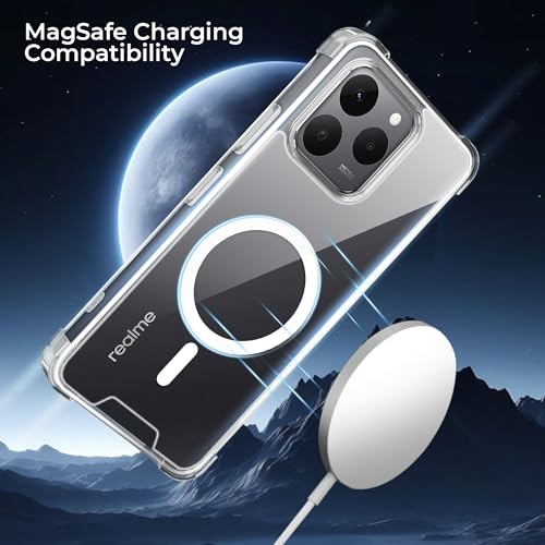 Image of A rtistque Clear Back Cover Case for Realme Narzo 90 / Realme 15T 5G | Compatible with Mag-Safe | Premium Cover | Shockproof TPU Bumper | Slim Protective Design | Poco M8 Back Cover - Transparent