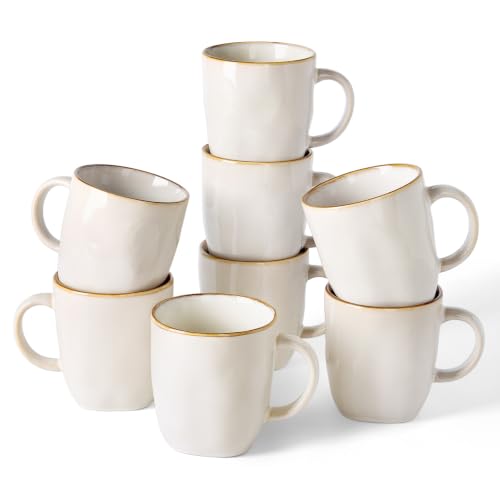 famiware Coffee Mugs Set of 8, Ocean Square 13oz Coffee Cup Set with Handle