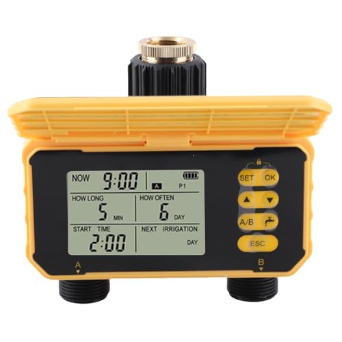 SEAFRONT Programmatore di Irrigazione Intelligente, Programmatore di Irrigazione Ad Energia Solare per Prati da Giardino, Timer Automatico per Irrigatore a 2 Zone, Pressione dell'acqua 0,3-8 Kg,