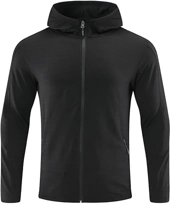 YOUTHUP Mens Dry-Fit Long Sleeve Full Zip Jacket Athletic Running Jacket Quick Dry Breathable Workout with PocketsXS-XL