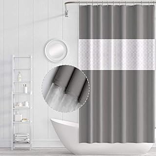 Funria Shower Curtain Bathroom Curtains Waterproof Mildew Resistant Mold Resistant Antibacterial Bath Curtains with Hooks Bathroom Accessories, 180 X 200CM (Spliced Gray)