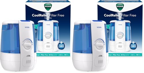 Image of Vicks CoolRelief Cool Mist Humidifier, 1.2 Gal, 1 Count (Pack of 2)