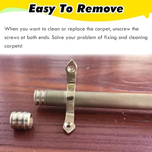 Set of 13 Brown Brass Stair Rods for Carpet Runners, 20in Tubular Poles with Holder Brackets, Durable Carpet Fixed Bars for Staircase Decoration and Stability