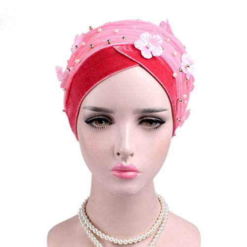 Bonnet velours perle haut de gamme avec tulle fleuri