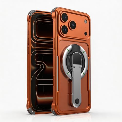 Coque iPhone 17 Pro Max orange en métal pour éviter les rayures