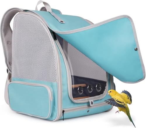 Sac à dos pour oiseaux de qualité supérieure avec perchoirs et plateau métallique - 2