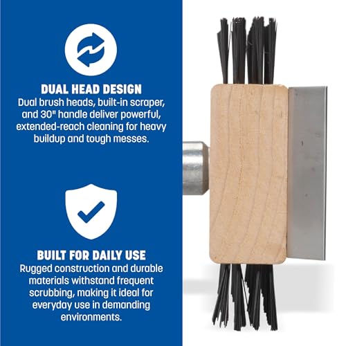 Image of SPARTA 4002600 Stainless Steel Grill Brush, Grill Scraper With Long Handle For Commercial Cleaning, Kitchens, Restaurants, Bathrooms, 30 Inches, Brown, (Pack of 6)