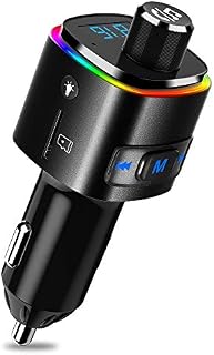 SONRU Bluetooth FM Transmitter, Radio Car Transmitter Handsfree Car Kit QC3.0 USB Car Charger Car Audio Adapter MP3 Player, LED Display, Support U Disk TF Card, Colorful Light, Siri Activate