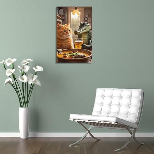 Poster mural chat orange déco originale pour table à manger moderne 60x90 - 5