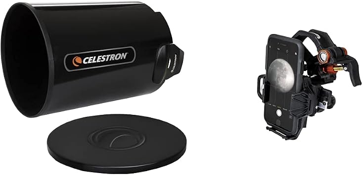 Celestron Aluminum Telescope Dew Shield with Cover Cap Fits 8 & NexYZ 3Axis Universal Smartphone Adapter for Telescope Digiscoping Smartphone Adapter