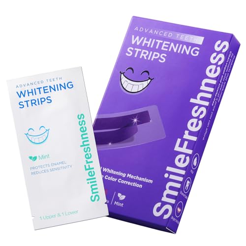 Image of Purple Teeth Whitening Strips, 14-Day Treatments Clinically Proven for Visible & Affordable Teeth Whitening, Enamel Care Whitening, Reduced Sensitivity Formula, Mint.