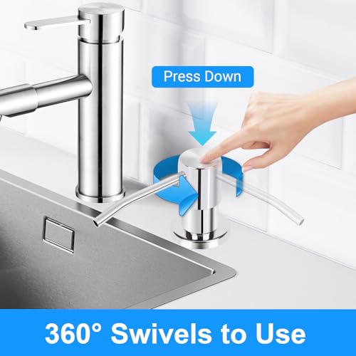 Image of Soap Dispenser Kitchen Sink, Sink Soap Dispenser, 47 inch Extension Tube kit, Dish Soap Dispenser Pump, No Need More Refills (Chrome)