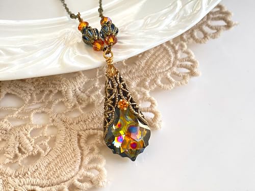 HisJewelsCreations Art Deco Necklace for Woman Antique Jewelry Vintage Austrian Crystal Gifts2