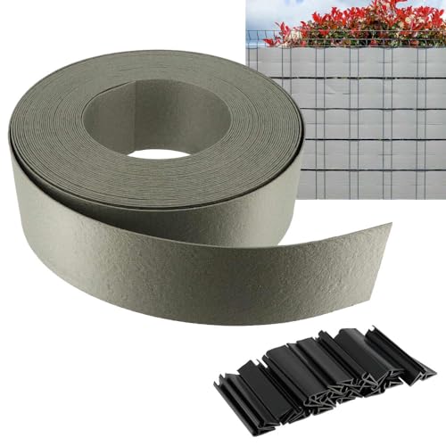 Oxeo Brise Vue Semi Rigide 25M - Hauteur 93mm - pour clôture de Jardin - Installation Facile - Clips de Fixation fournis - Gris