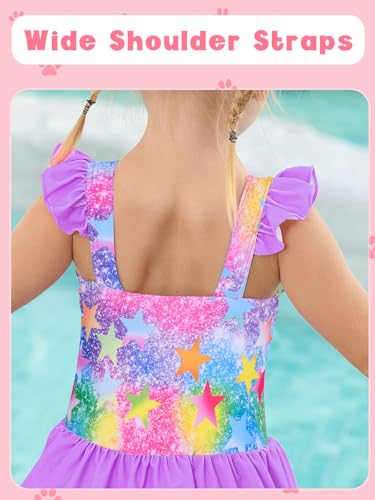 Image of Toddler Girls One Piece Ruffle Swimsuit Mermaid Bathing Suit 2-7Y